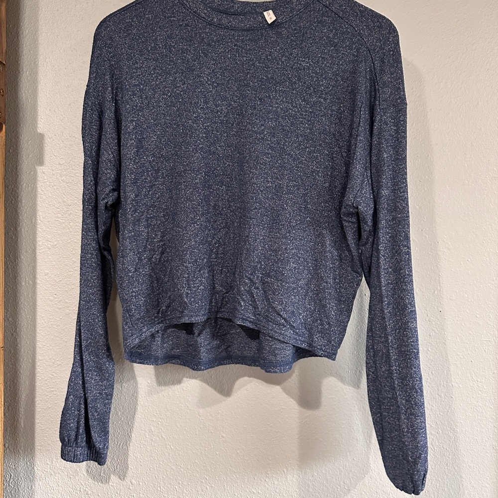 Blue Long Sleeve crop shirt
